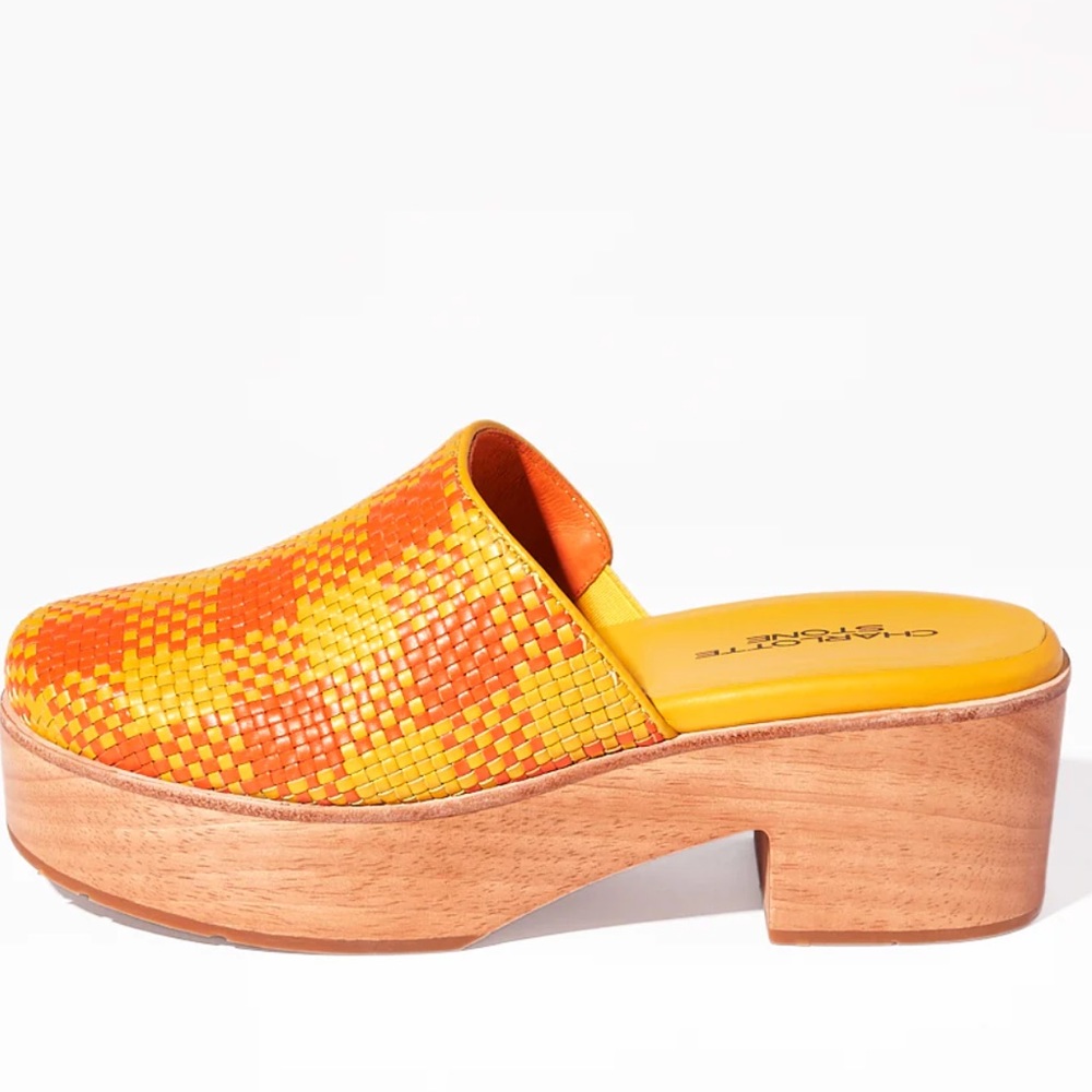 Martino clogs by Charlotte Stone in Tangerine Check